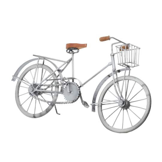 19" Silver Metal Vintage Bicycle Sculpture